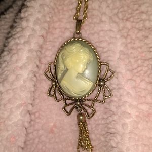 Vintage real cameo pendants and 10k necklace
